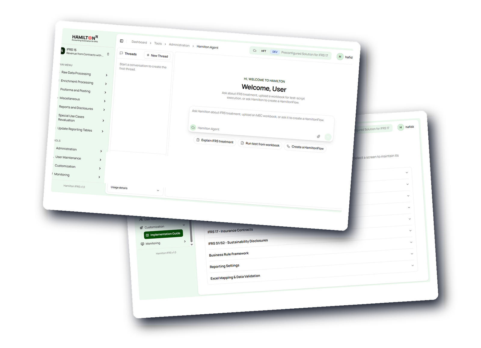 Hamilton accounting automation workspace